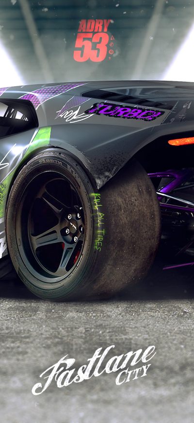 Fond d'écran iPhone Lamborghini Fat Tyres Digital Art