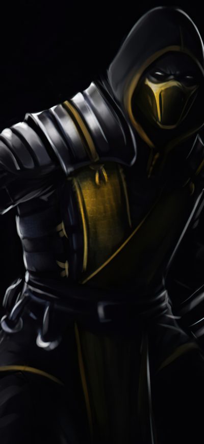 Fond d'écran iPhone Scorpion Mortal Kombat Dark 5k