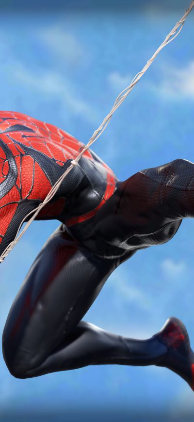 Fond d'écran iPhone Spiderman Miles Morales Kick 5k