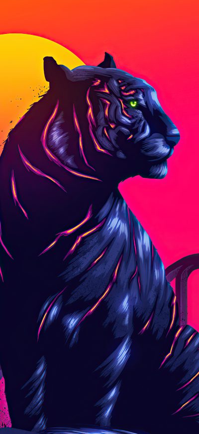 Fond d'écran iPhone Tiger Neon 4k