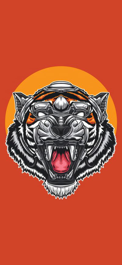 Fond d'écran iPhone Tiger Minimal Art 4k
