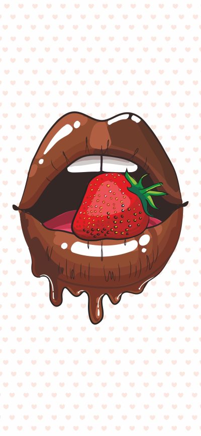 Fond d'écran iPhone Tounge Lips Strawberry Minimalist 5k