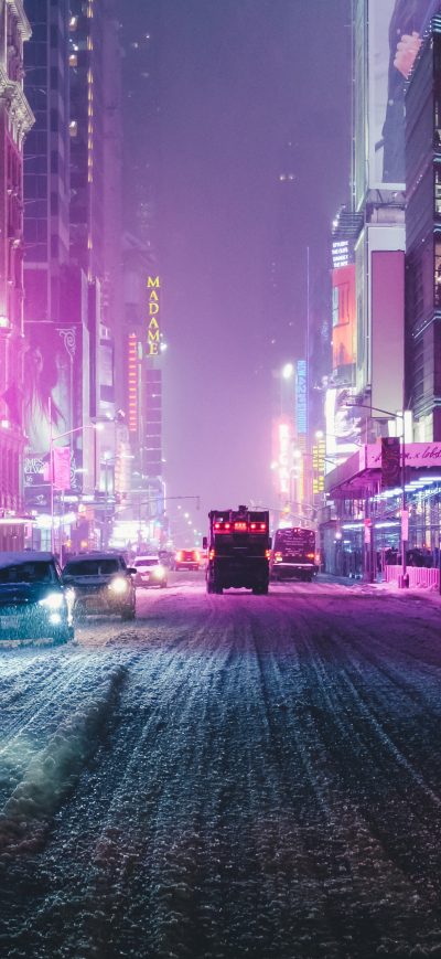 Fond d'écran iPhone Night City Street Neon Lights 4k