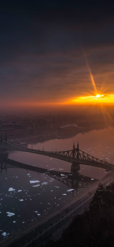 Fond d'écran iPhone Amazing City Bridge Sunrise 8k