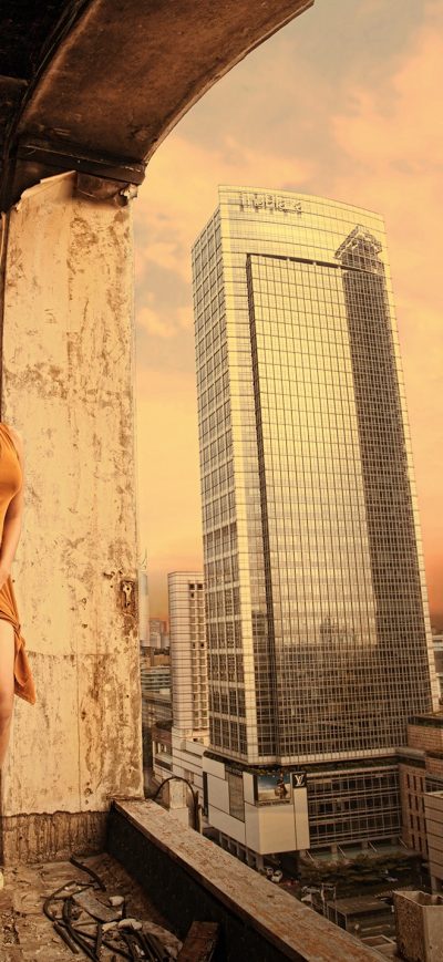 Fond d'écran iPhone Girl Building Architecure Hairs In Air