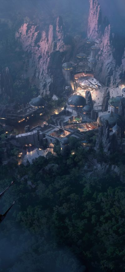 Fond d'écran iPhone Star Wars Land At Night Concept Art 5k