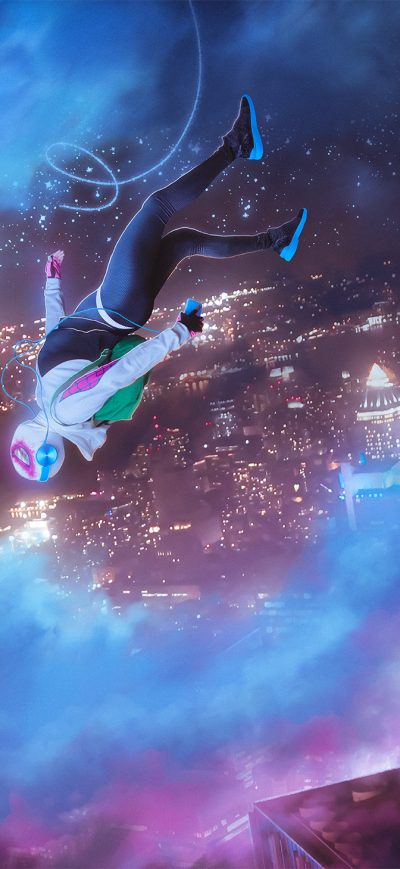 Fond d'écran Spider Gwen Into The Spider Verse sur iPhone