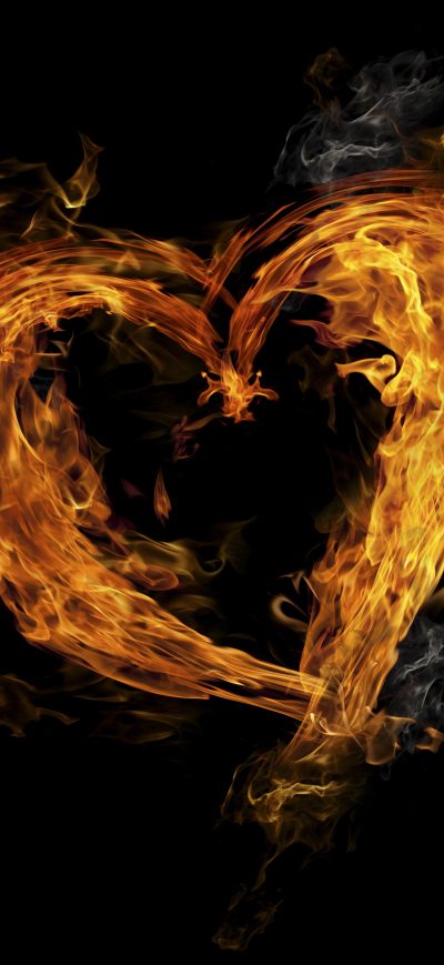 Fond d'écran iPhone Flame Glowing Heart 5k