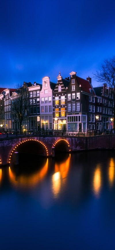 Fond d'écran iPhone Amsterdam Bridge Street Light Long Exposure 4k