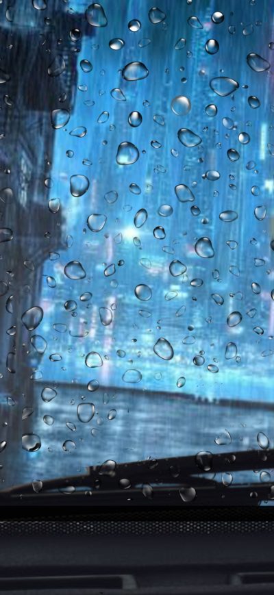 Fond d'écran iPhone Anime Girl Rainy Day View From Car 4k