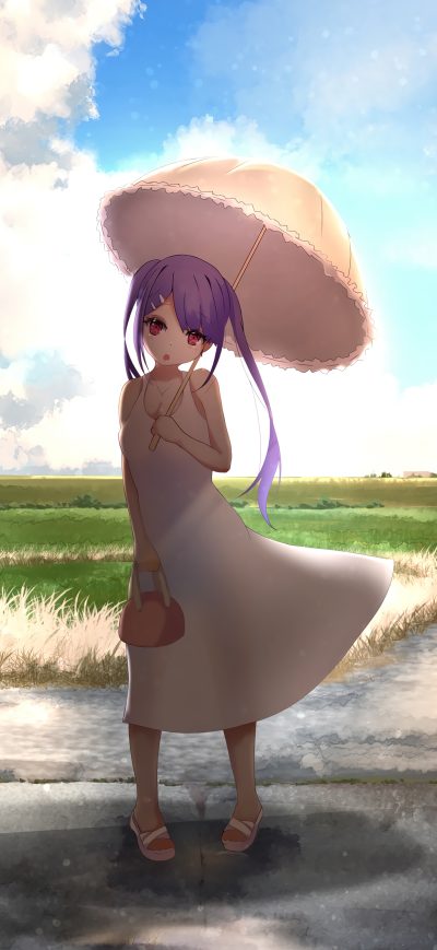 Fond d'écran iPhone Anime Girl Umbrella Long Hairs 4k