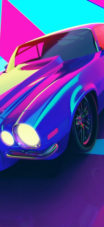 Fond d'écran iPhone Chevrolet Camaro Synthwave 4k