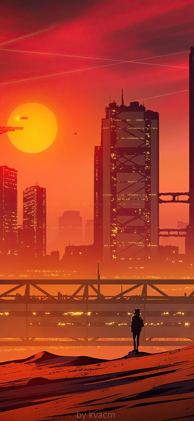 Fond d'écran City Sun Down 4k sur iPhone