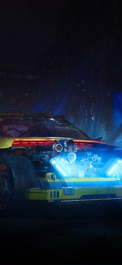 Fond d'écran iPhone Cyberpunk Car Open Bonnet 4k