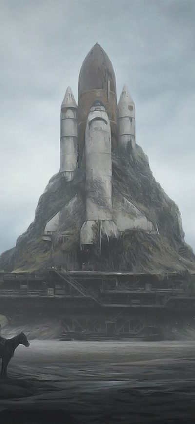 Fond d'écran Rocket Space Art sur iPhone