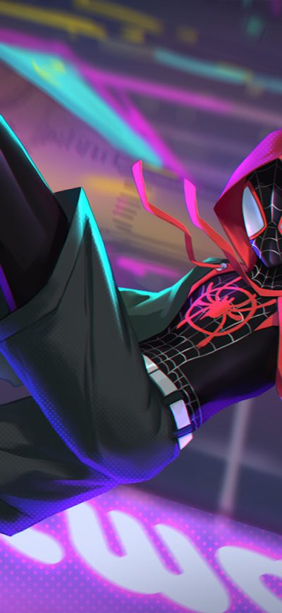 Fond d'écran iPhone Miles Morales Jumping