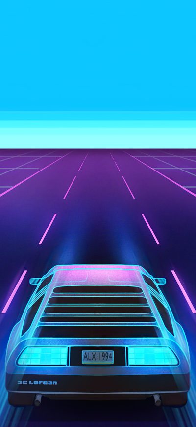 Fond d'écran iPhone Vaporwave Delorean 4k