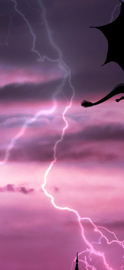 Fond d'écran iPhone Dragon In Sky Lightning 5k