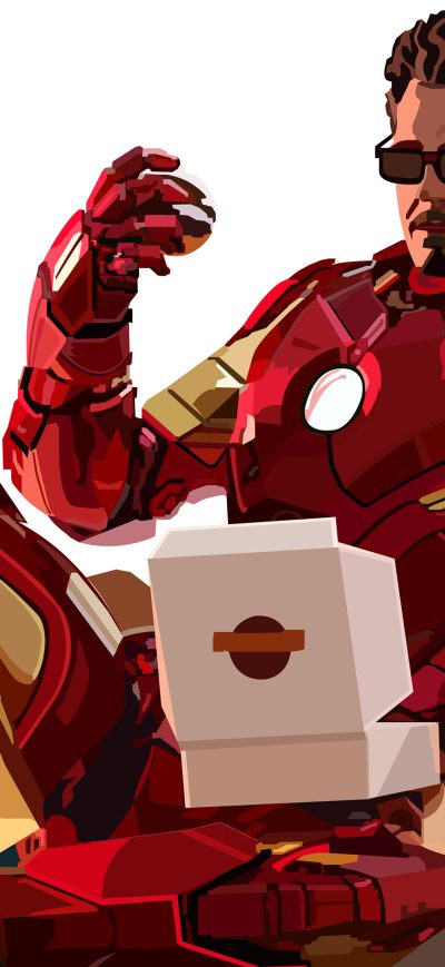 Fond d'écran iPhone 2020 Iron Man Eating Donuts