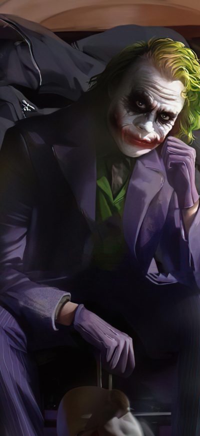 Fond d'écran iPhone Joker Sitting Beside Bus Door 4k