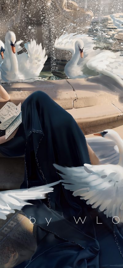 Fond d'écran iPhone Princess Reading Stories With Swans