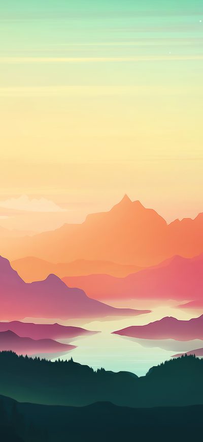Fond d'écran iPhone Colorful Sunset Minimal 4k