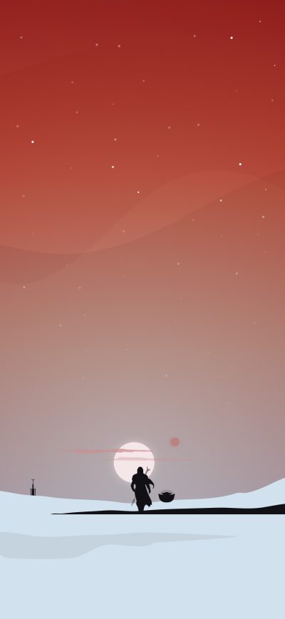 Fond d'écran The Mandalorian Minimal Art 4k sur iPhone