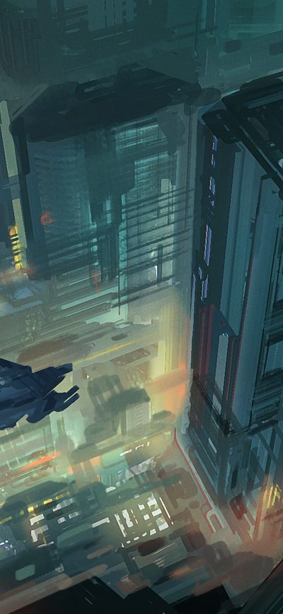 Fond d'écran iPhone Scifi Future City Top View Vehicles Art