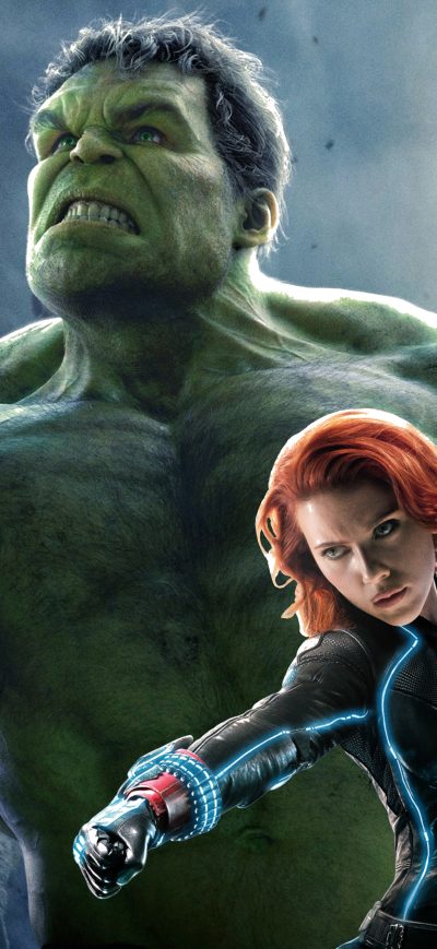 Fond d'écran iPhone Black Wdiow And Hulk 5k