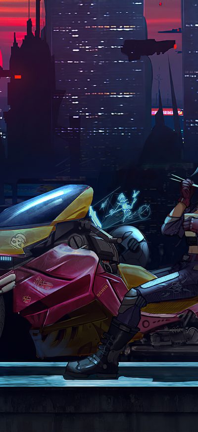 Fond d'écran iPhone Red Cyber Punk Bike 4k