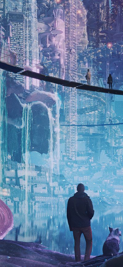 Fond d'écran Biolumina Cities sur iPhone