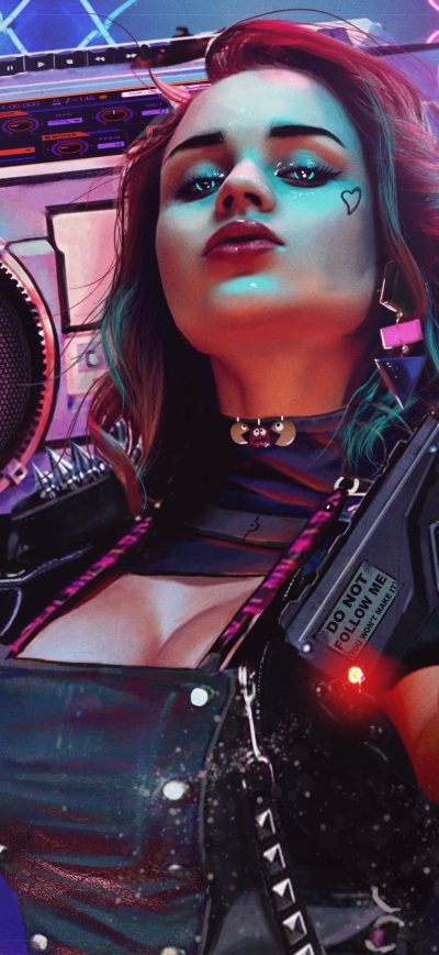 Fond d'écran iPhone Cyberpunk 2077 Cosplay 4k