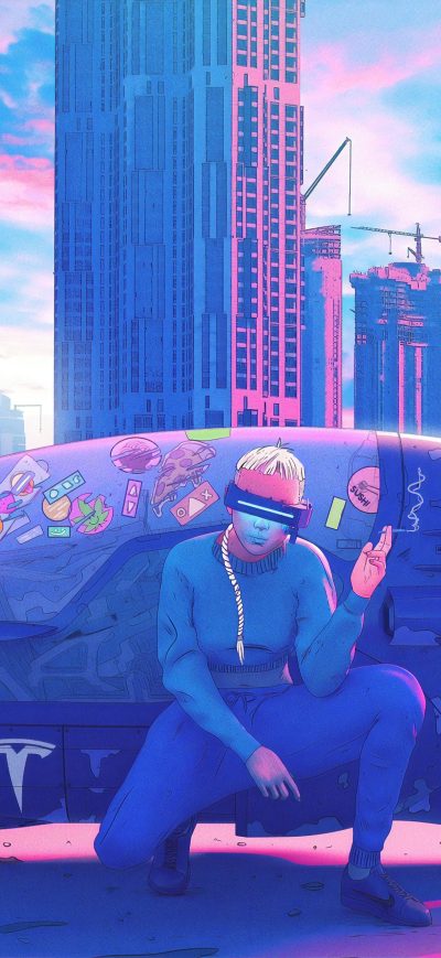Fond d'écran iPhone Cyberpunk Biker Rider 4k