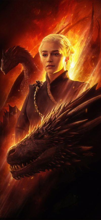Fond d'écran iPhone Mother Of Dragons Fanart 4k