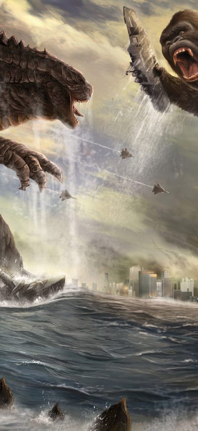 Fond d'écran iPhone Godzilla Vs King Kong 4k