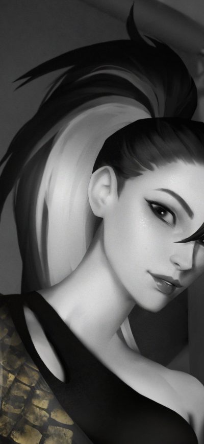 Fond d'écran iPhone Kaisa Kda Monochrome 4k