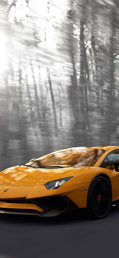 Fond d'écran iPhone Orange Lamborghini Aventador Monochrome 4k