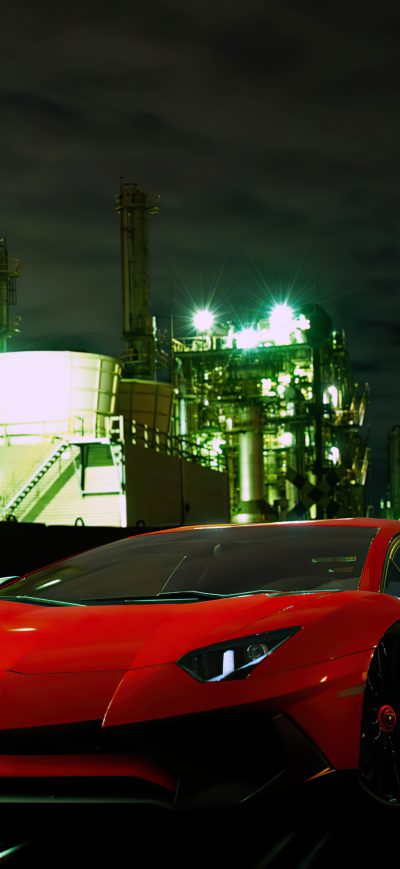 Fond d'écran iPhone Red Lambo In Dark Night 4k