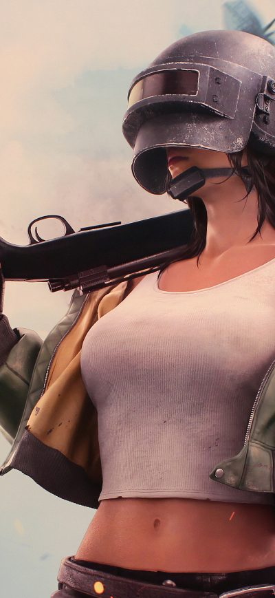 Fond d'écran iPhone Pubg Helmet Girl 4k
