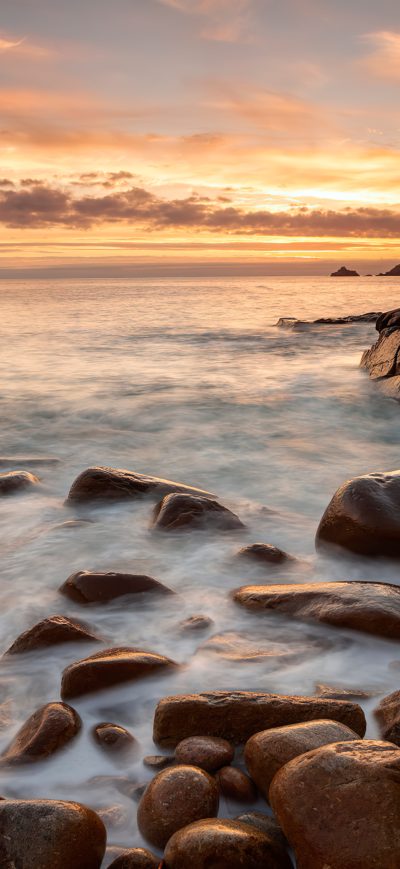 Fond d'écran iPhone Rocks Shore Long Exposure 4k