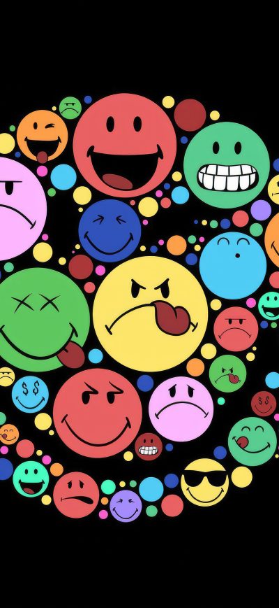 Fond d'écran iPhone Smile Circle Minimal Emojis Oled 5k