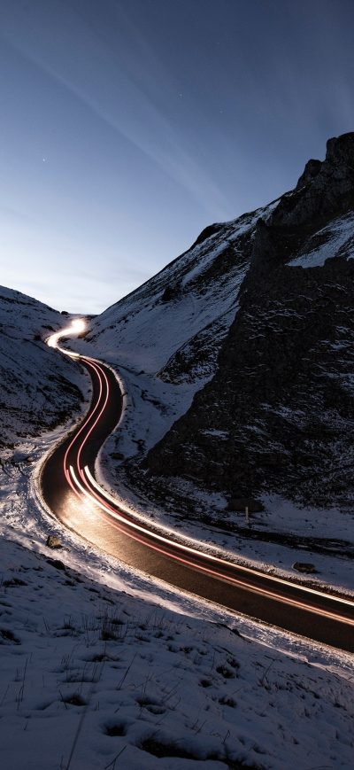 Fond d'écran iPhone Snowy Road Way Long Exposure