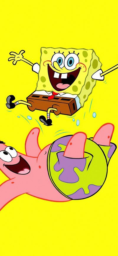 Fond d'écran iPhone Spongebob And Patrick Minimal 5k