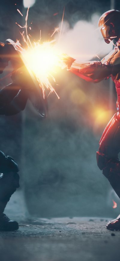 Fond d'écran iPhone Captain America Vs Iron Man Artwork 5k