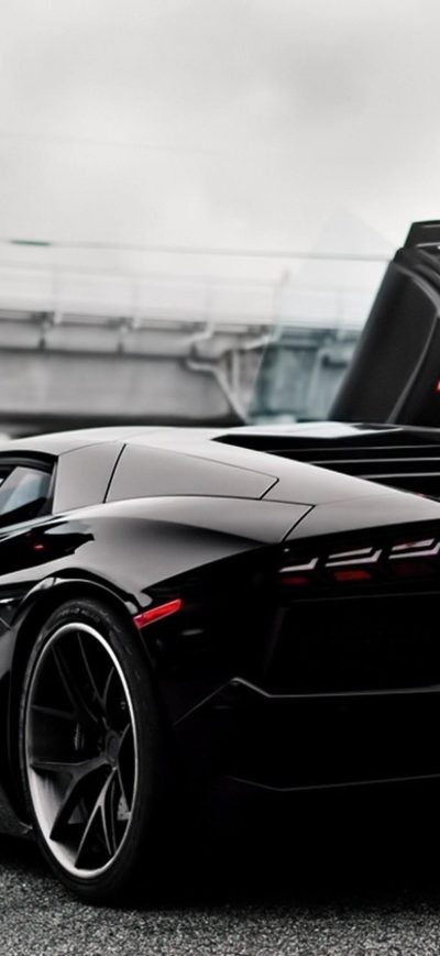 Fond d'écran iPhone Black Lamborghini Aventador Doors Up