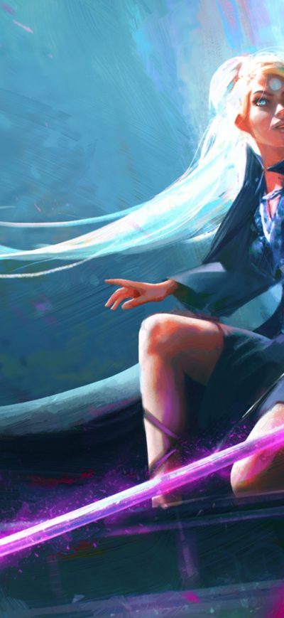 Fond d'écran iPhone Warrior Girl With Sword Colorful Artwork