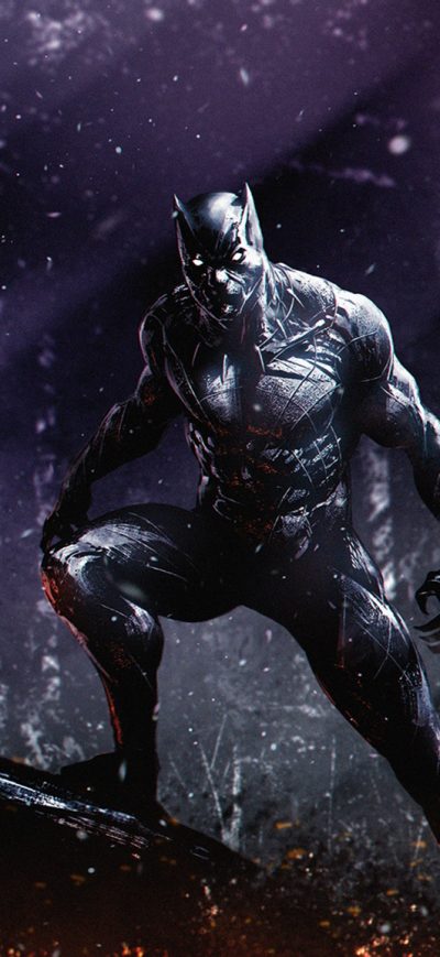 Fond d'écran iPhone Black Panther Flame Artwork