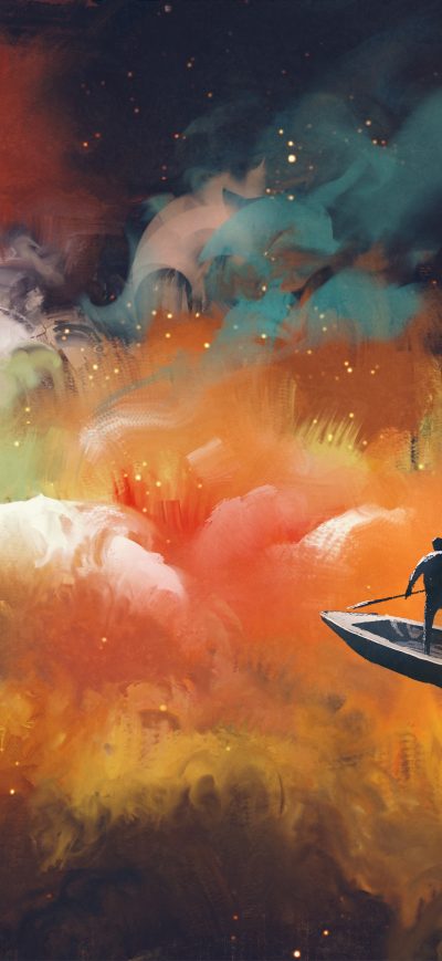 Fond d'écran iPhone Artistic Cloud Boat Outer Space Floating 4k