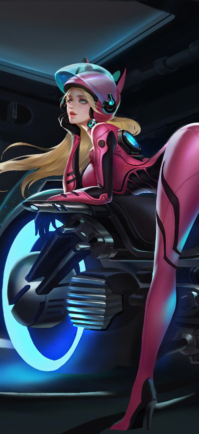 Fond d'écran iPhone Girl With Tron Bike 4k