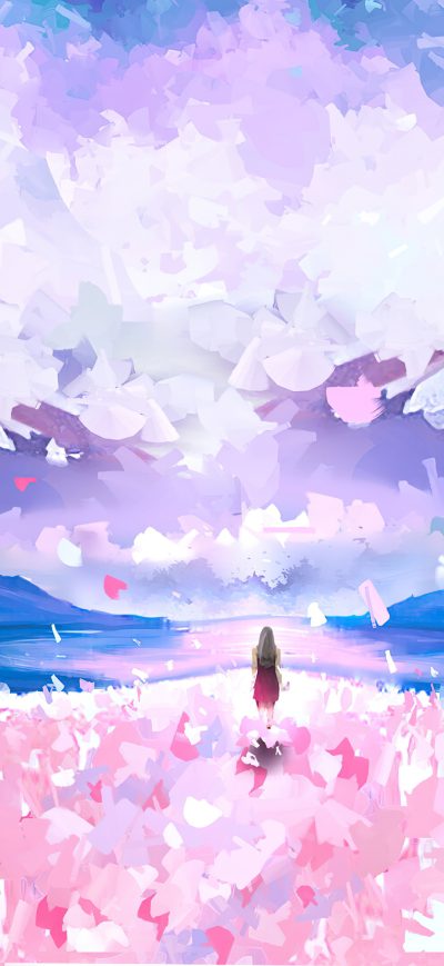 Fond d'écran iPhone Walking In Flowers Field 4k
